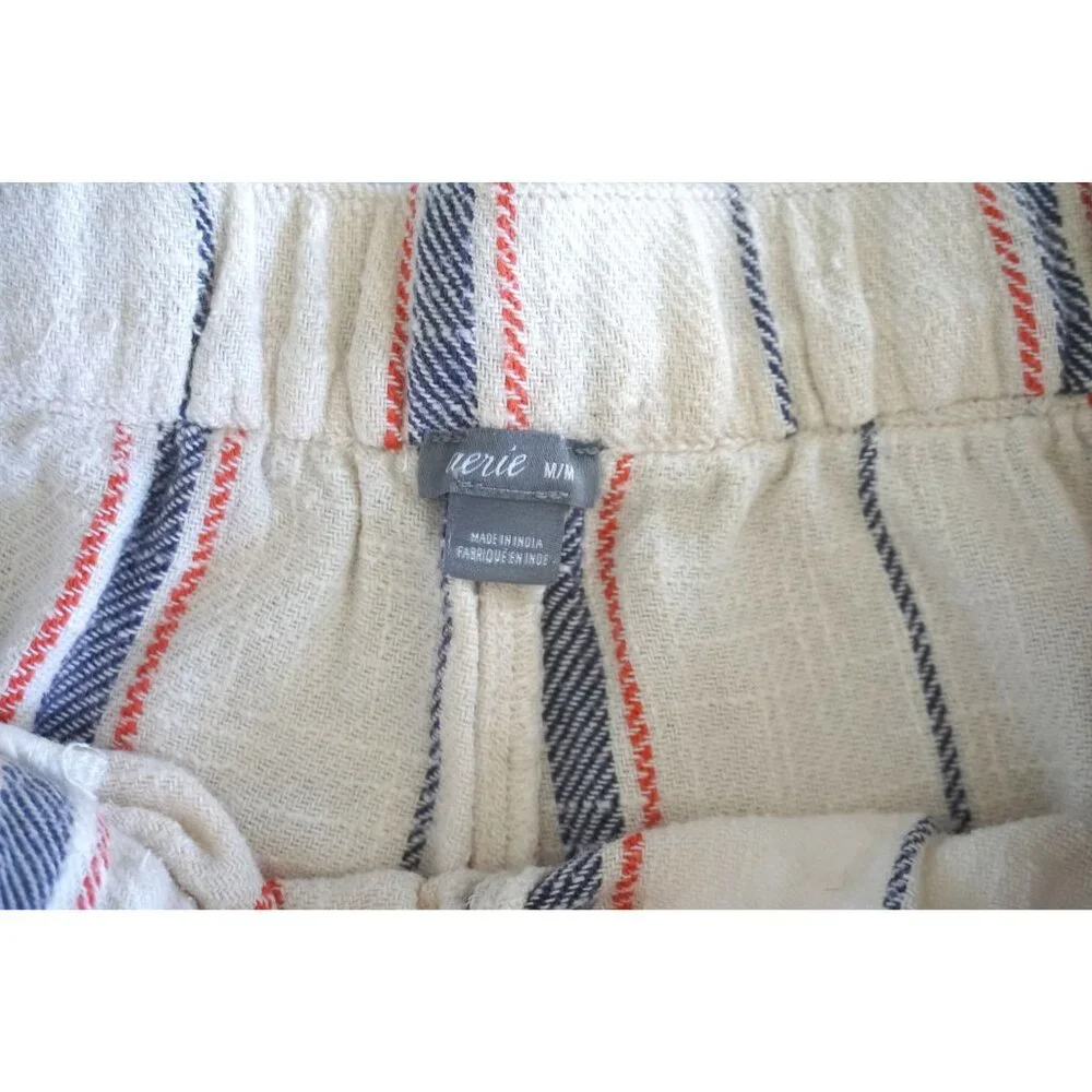 Aerie Striped Cotton Blend Shorts With Crochet Trim - Size M - Picture 3 of 7